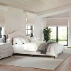 Martha Stewart Queen Amelia Upholstered Platform Bed Beige/Walnut - 2 of 4
