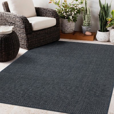 Contemporary Blue Synthetic 5' x 7' Flatweave Area Rug
