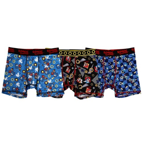Sega Sonic the Hedgehog All Over Print Youth Boys 3-Pack Boxer Briefs- Size  10