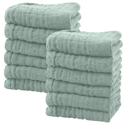 12 Pack Baby Muslin Washcloths - Soft Face Cloths for Newborn, Absorbent Bath Wash Cloths, Wipes