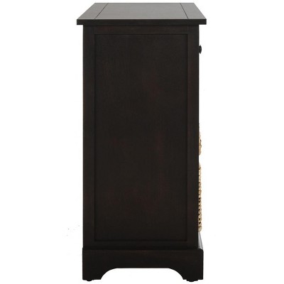 Transitional Pine Wood Storage Unit with 6 Wicker Baskets, Brown