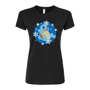Women's - Pokémon - Squirtle Snowflake Pattern Fitted Graphic T-Shirt - 1 of 3