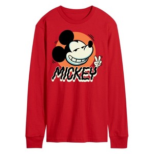 Men's - Disney - Mickey Peace Long Sleeve Graphic T-Shirt - 1 of 3