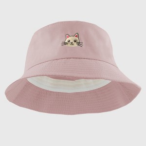 Anna-Kaci Women's Cute & Stylish Bucket Hat with Cat Embroidery - 1 of 4
