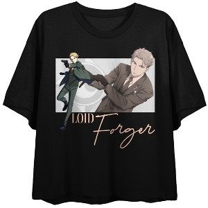 Spy X Family Loid Forger Character Art Women’s Black Crew Neck Short Sleeve Crop Top - 1 of 4