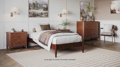 Pasadena Walnut Twin XL Solid Wood Platform Bed with Slats