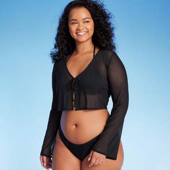 Women's Mesh Long Sleeve Swimsuit Cover Up - Wild Fable™ Black : Target