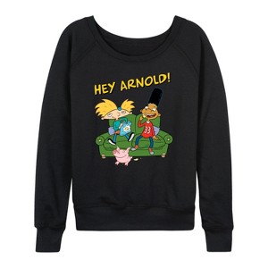 Women's - Hey Arnold! - Arnold, Gerald, and Abner Lightweight French Terry Wide Neck Long Sleeve Shirt - 1 of 4