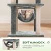 Modern Multicoloured 600 GSM Soft Plush Cat Tree Pet Tower with Sisal Post and Hanging Ball, Fake Real Leaves - 4 of 4