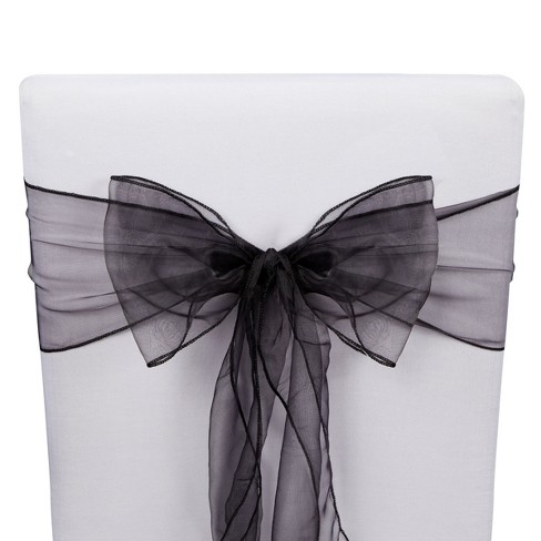 Sparkle And Bash 25 Pack Black Organza Ribbon Chair Bows For