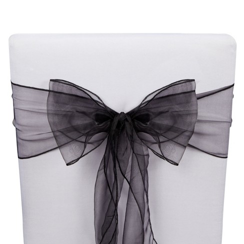 Black Chair Sashes with Silver Buckle for Wedding Reception, Baby Shower,  Birthday Party (100 Pack)