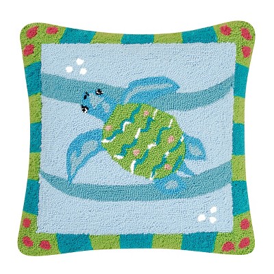 C&F Home 18" x 18" Turtle Hooked Pillow