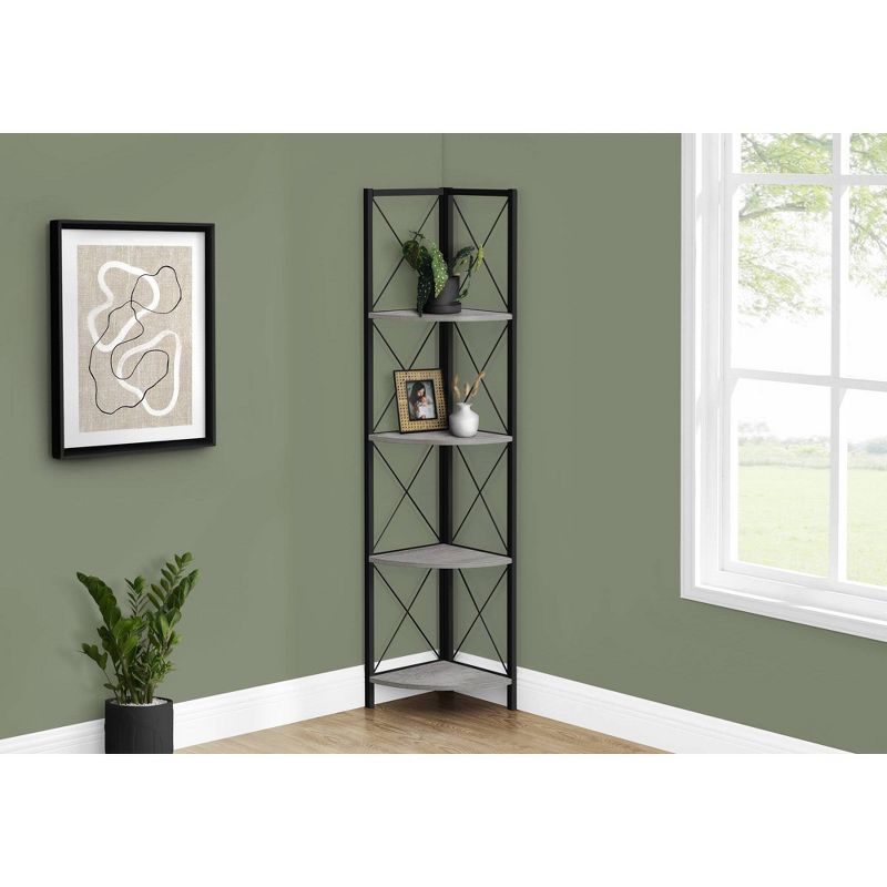 59.25" 4 Tier Mix Material X Design Etagere Bookcase - EveryRoom, 3 of 13