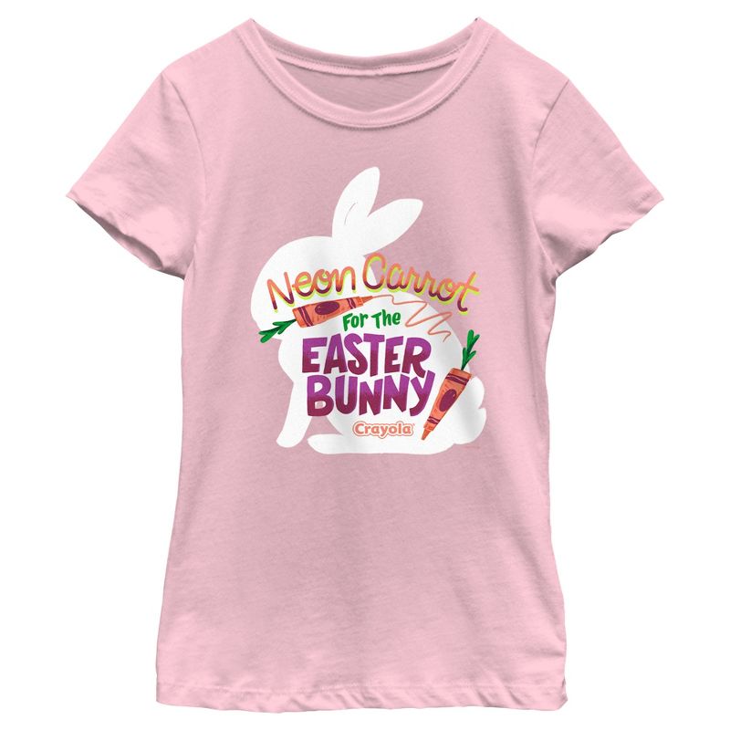 Girl's Crayola Neon Carrot For The Easter Bunny T-Shirt, 1 of 5