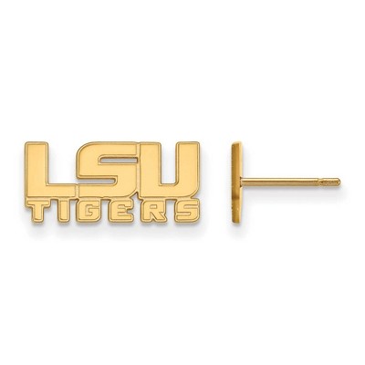 Black Bow Jewelry 14k Yellow Gold Louisiana State Fighting Tigers NCAA Post Earrings
