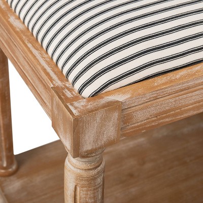 Distressed Natural Cottage-Style Upholstered Bench with Storage