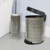 Laser Cut Pewter Step Garbage Trash Can & Toilet Brush Holder with Lid Pewter - Nu Steel - 2 of 4
