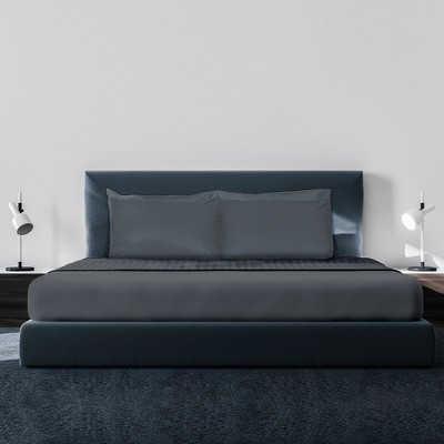 Charcoal Full Cotton Percale 4-Piece Sheet Set
