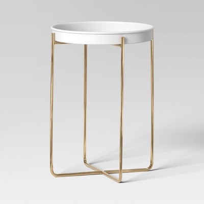 Iron Indoor Outdoor Planter Stand White/Brass - Threshold&#8482;_0