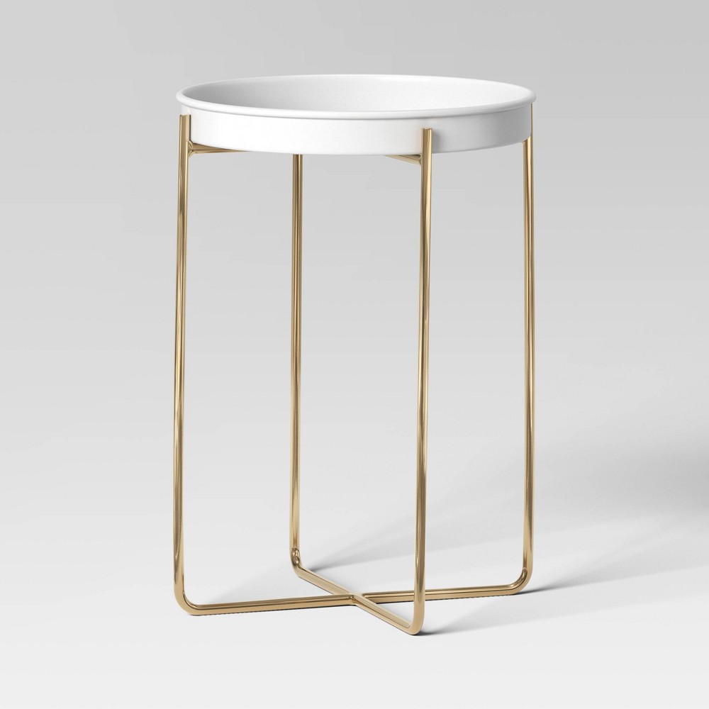 Iron Indoor Outdoor Plant Stand White/Brass - Threshold™