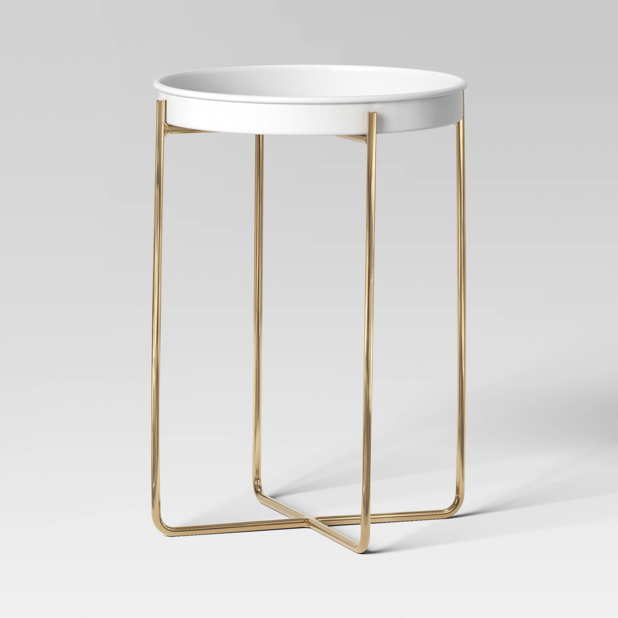 Iron Indoor Outdoor Plant Stand White/Brass - Threshold™