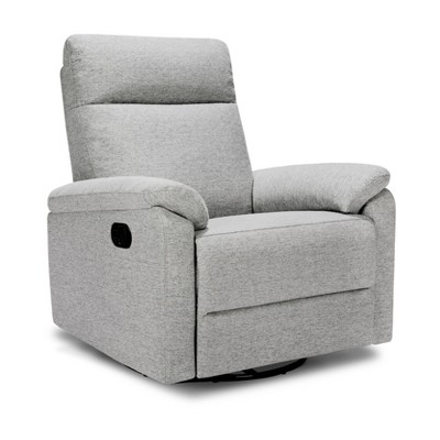 Frost Grey Swivel Recliner with Wood Base