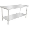 Commercial Stainless Steel Table for Prep & Work, 60 x 24 in Kitchen Food Prep Table with Adjustable Under Shelf and Hooks, for Warehouse,Garage - 2 of 4