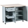 Maliang Kitchen Island with Foldable Counter Top, Slide-Out Shelf, Towel Rack and Drawer, Rolling Kitchen Cart on Wheels - 3 of 4