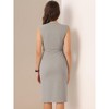 INSPIRE CHIC Women's Sleeveless V Neck Business Office Belt Pencil Dresses - 3 of 4