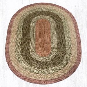 Earth Rugs Olive, Burgundy & Gray Oval Braided Jute Rug – Handcrafted Rustic Farmhouse Accent Rug - 1 of 1
