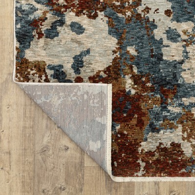 Hayden Beige and Blue Abstract 3'3" x 5' Area Rug