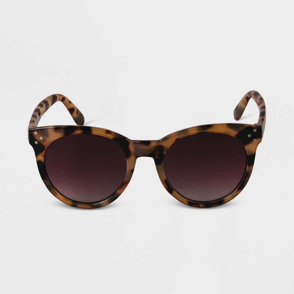 Photos - Sunglasses Women's Tortoise Shell Plastic Round  - A New Day™ Tan