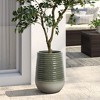 LuxenHome Emerald Ribbed Top with Ivory Bottom 20" Tall Resin Round Planter Green - 2 of 4