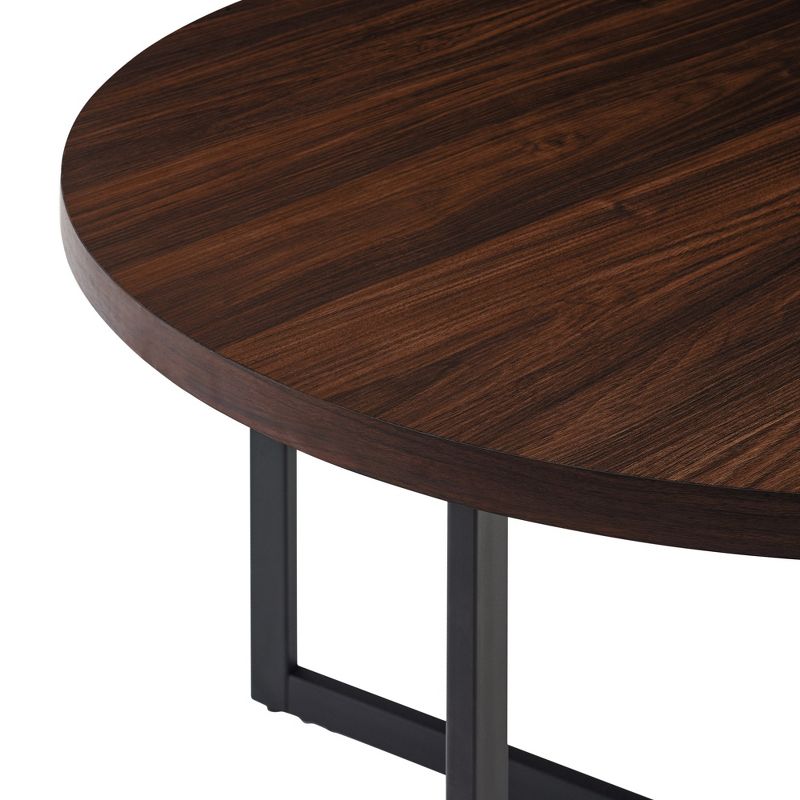 Modern 42&#34; Round Intersecting Leg Dining Table Dark Walnut - Saracina Home, 3 of 11