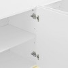 Hostack 4-Door Sideboard Cabinet with Gold Metal Handles and Elegant Storage for Dining and Living Room, White - 3 of 4