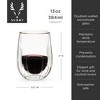 Viski Insulated Wine Glasses - Double Walled Wine Glass Set with Cut Crystal Design - Dishwasher Safe Borosilicate Glass 13oz Set of 2 - 3 of 4
