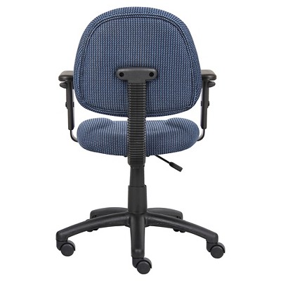 Elegant Blue Fabric Task Chair with Adjustable Arms and Swivel Base