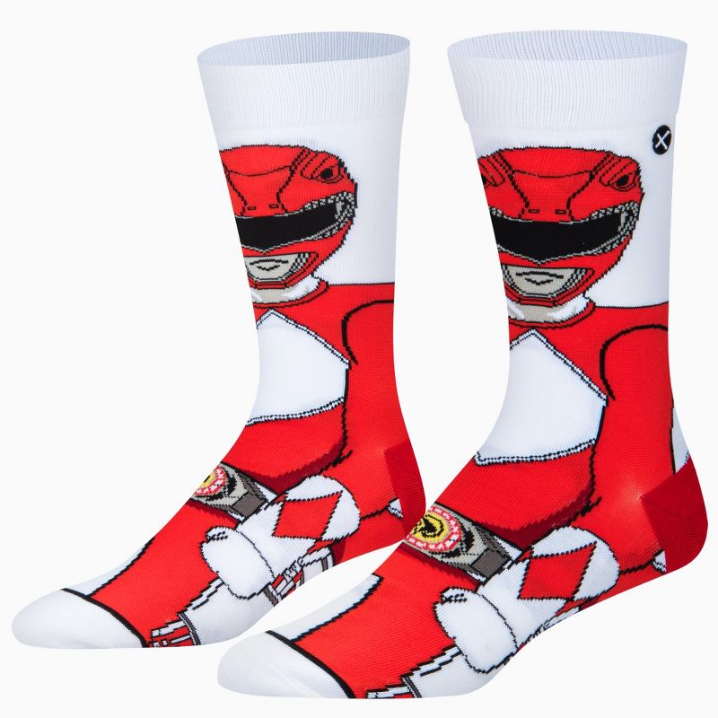 Odd Sox, Red Ranger 360, Funny Novelty Socks, Large, 1 of 6