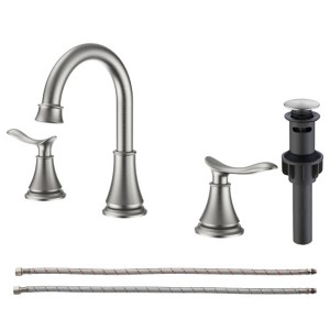 Oil-Rubbed Bronze 2-Handle Widespread Bathroom Faucet for Lavatory Sink, 3-Hole Installation with 360� Swivel Spout and Pop-Up Drain - 1 of 4