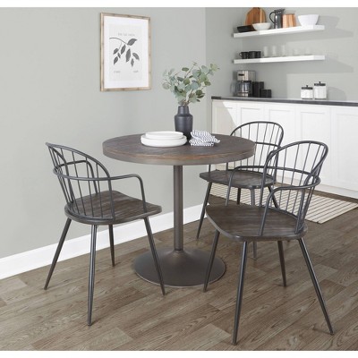 Riley Dark Brown Metal Spindle-Back Arm Chair Set