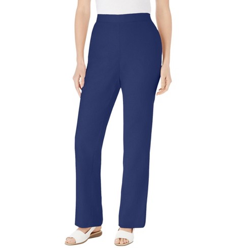 Woman Within Women's Plus Size Straight Leg Linen Pant - 30 W, Blue ...