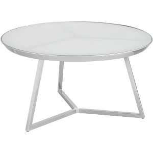 Studio 55D Luciana Modern Chrome Metal Round Coffee Table 29 3/4" Wide Silver White Glass Tabletop for Living Room Bedroom Bedside - 1 of 4