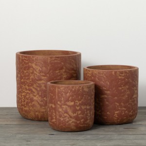 15"H Sullivans Cement Mottled Rust Planter Set of 3, Copper - 1 of 4