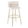 Set of 2 Cinch-Claire Barstools Gold/Cream - LumiSource: Swivel, Velvet Upholstery, Metal Base - 2 of 4