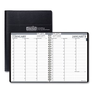 Recycled Professional Weekly Planner, 15-Minute Appts, 11 x 8.5, Black Wirebound Soft Cover, 24-Month: Jan 2025 to Dec 2026 - 1 of 4