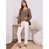 INSPIRE CHIC Womens Maternity High Low Tops Lantern Sleeve Boho Babydoll Ruffled Flowy Long Sleeve Pregnancy Blouse - 2 of 4