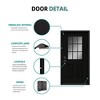 36 x 80 Fiberglass Entry Door with Brickmould, 6-9/16 in. Vinyl Frame,9 Lite Frosted Glass - Front Door for Home's Front Entrance - 3 of 4