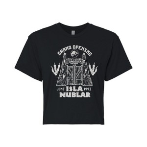 Women's - Jurassic Park - Isla Nublar Grand Opening Cropped Graphic T-Shirt - 1 of 4