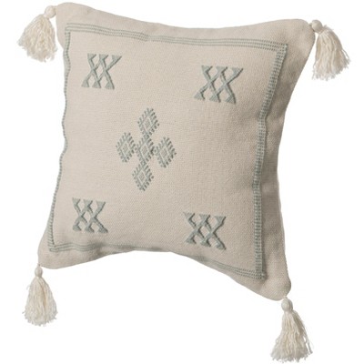16" Throw Pillow Cover with Southwest  Pattern and Corner Tassels