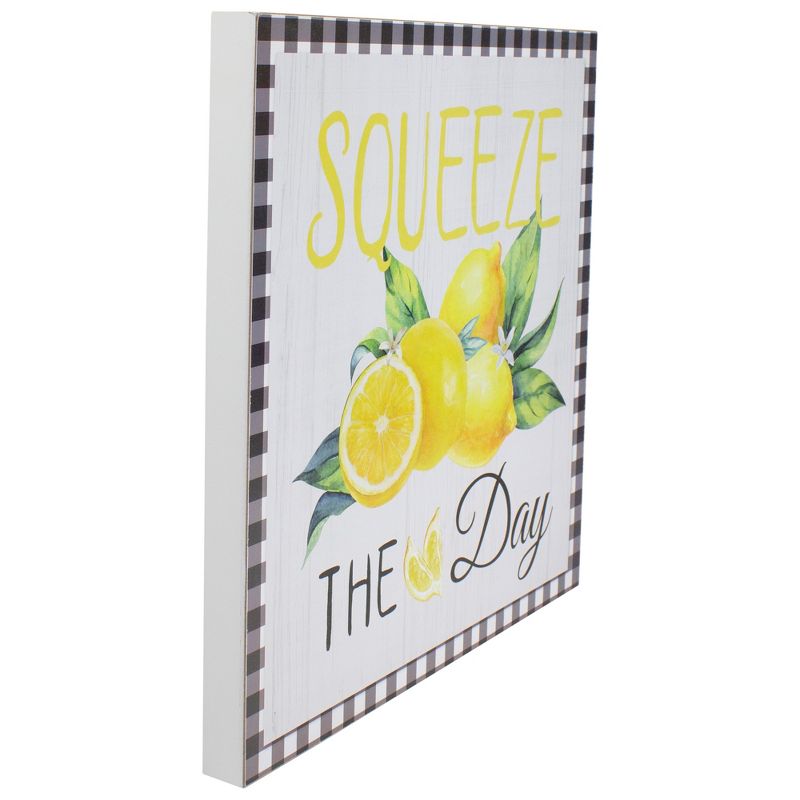 Northlight White and Black Gingham "Squeeze the Day" Decorative Lemon Wall Art 13.75", 3 of 4